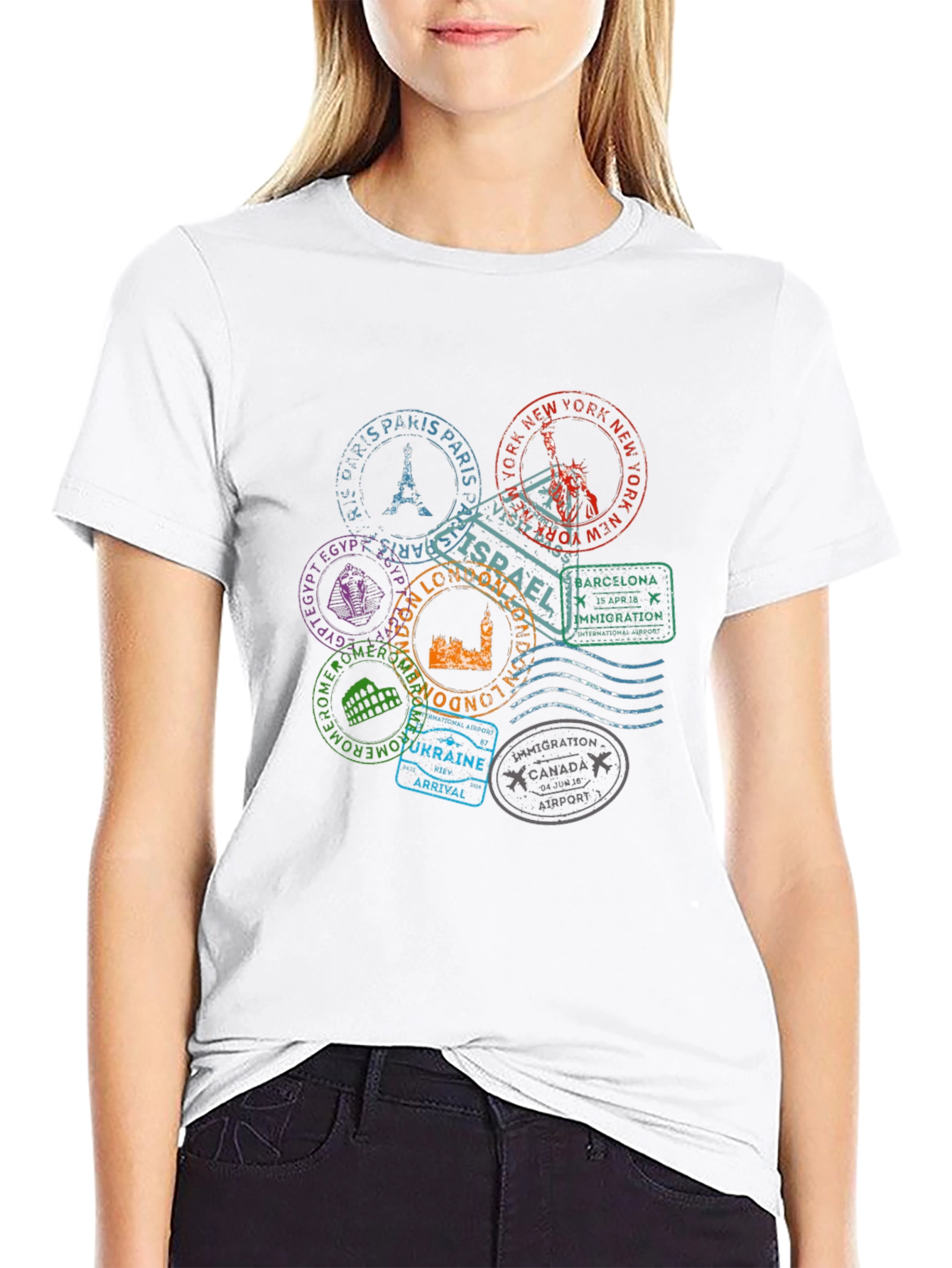 Travel Stamps Graphic T-Shirt