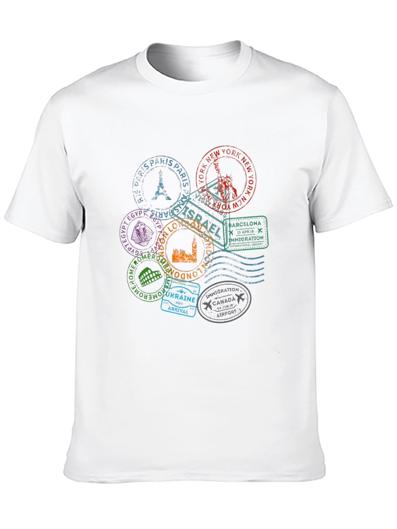 Travel Stamps Graphic T-Shirt