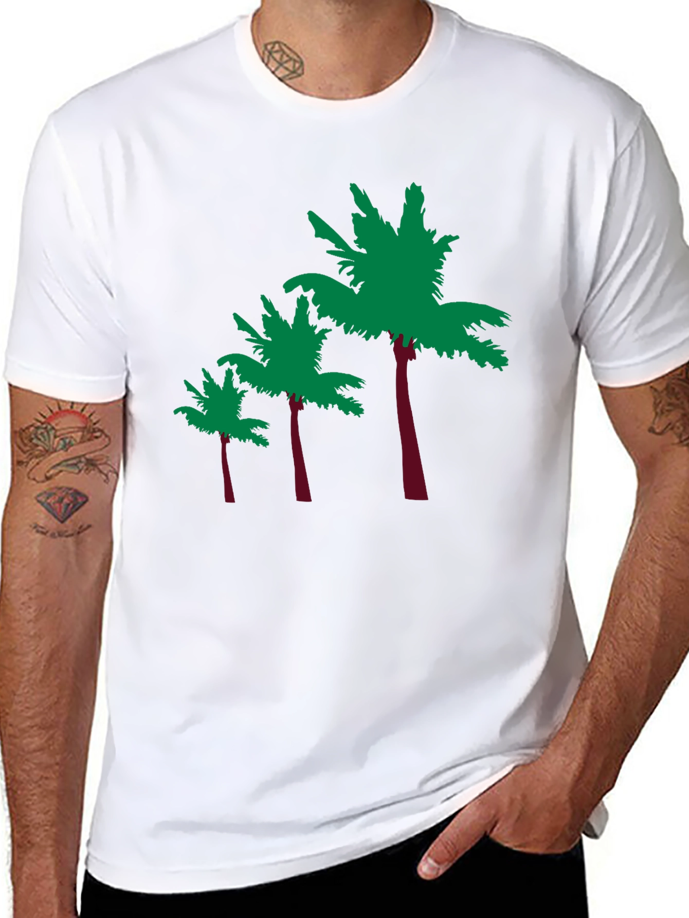 Tropical Palm Tree Graphic Tee - Black