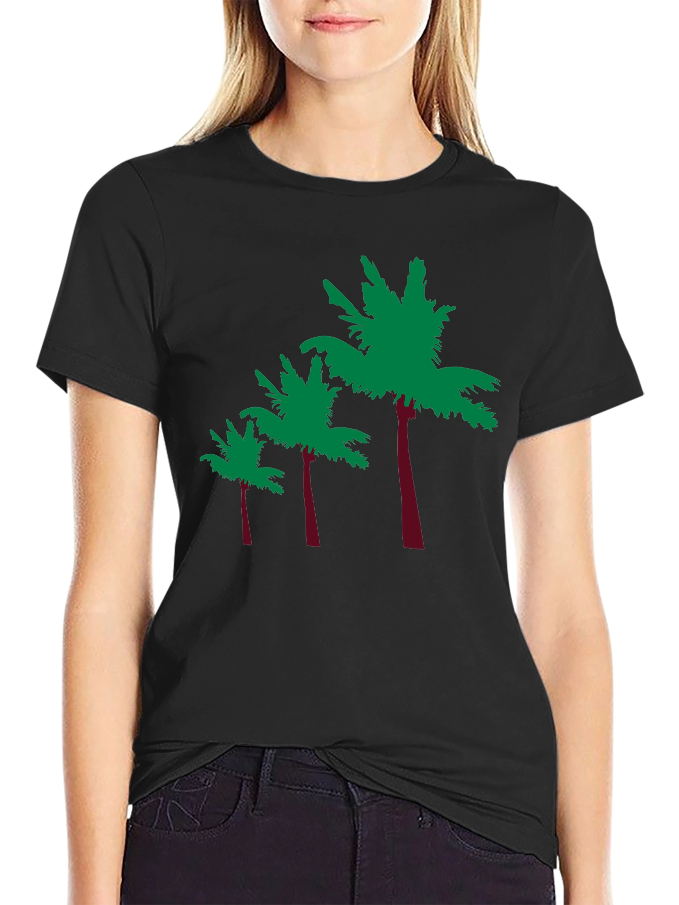 Tropical Palm Tree Graphic Tee - Black