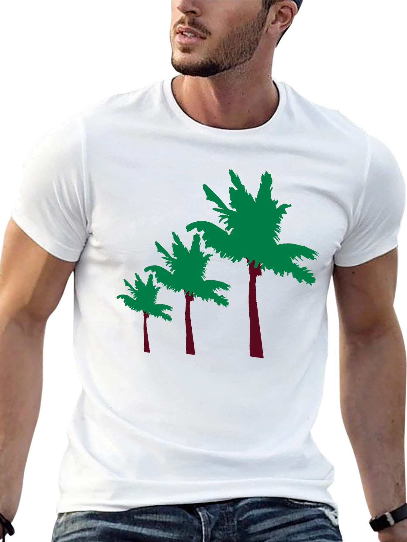 Tropical Palm Tree Graphic Tee - Black