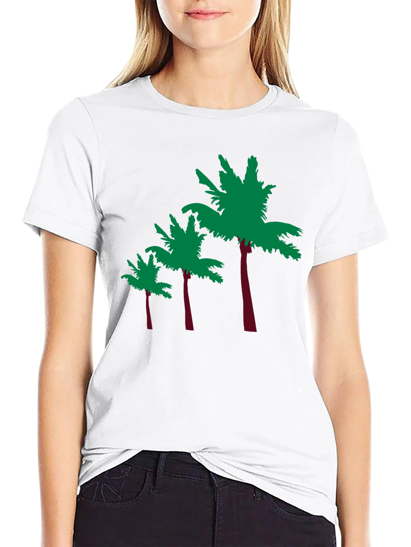 Tropical Palm Tree Graphic Tee - Black