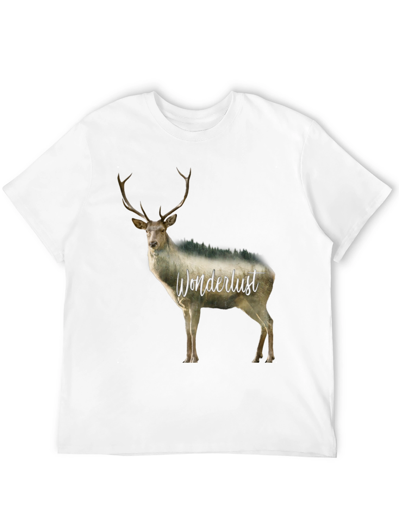 Wanderlust Deer Graphic Tee - Black Crew Neck