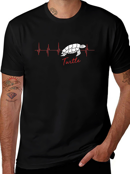 Turtle Heartbeat Graphic Tee - Unisex Black T-Shirt