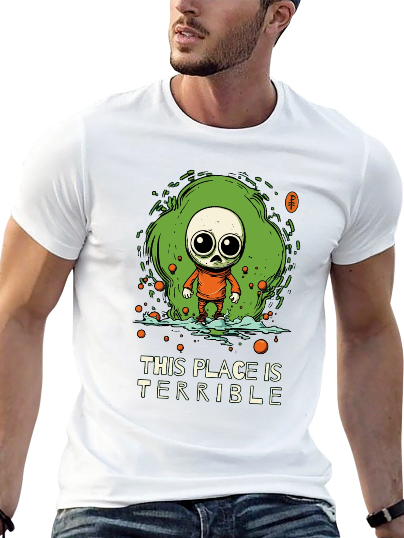 Terrible Place Graphic Tee - Trendy Alien Design