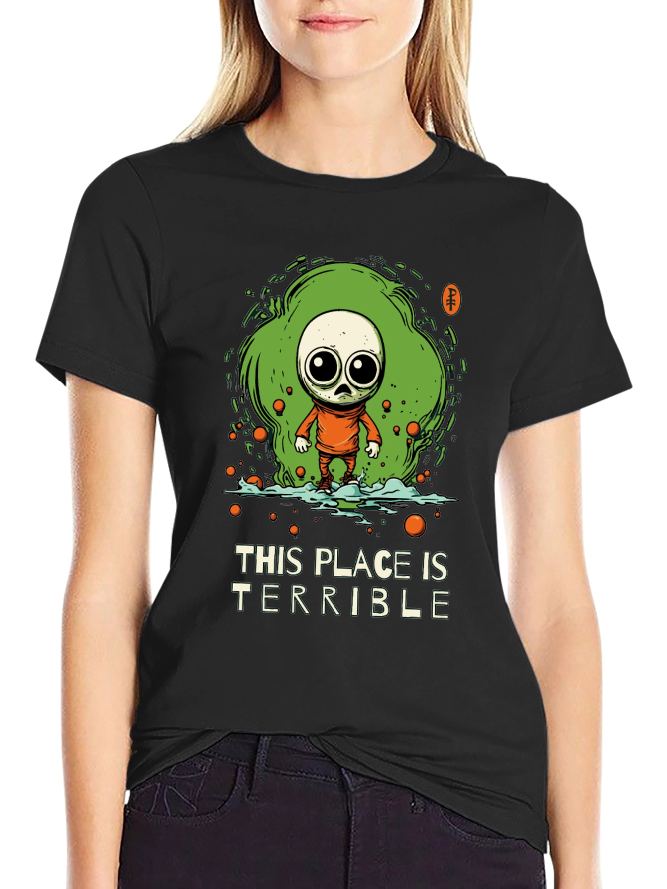 Terrible Place Graphic Tee - Trendy Alien Design