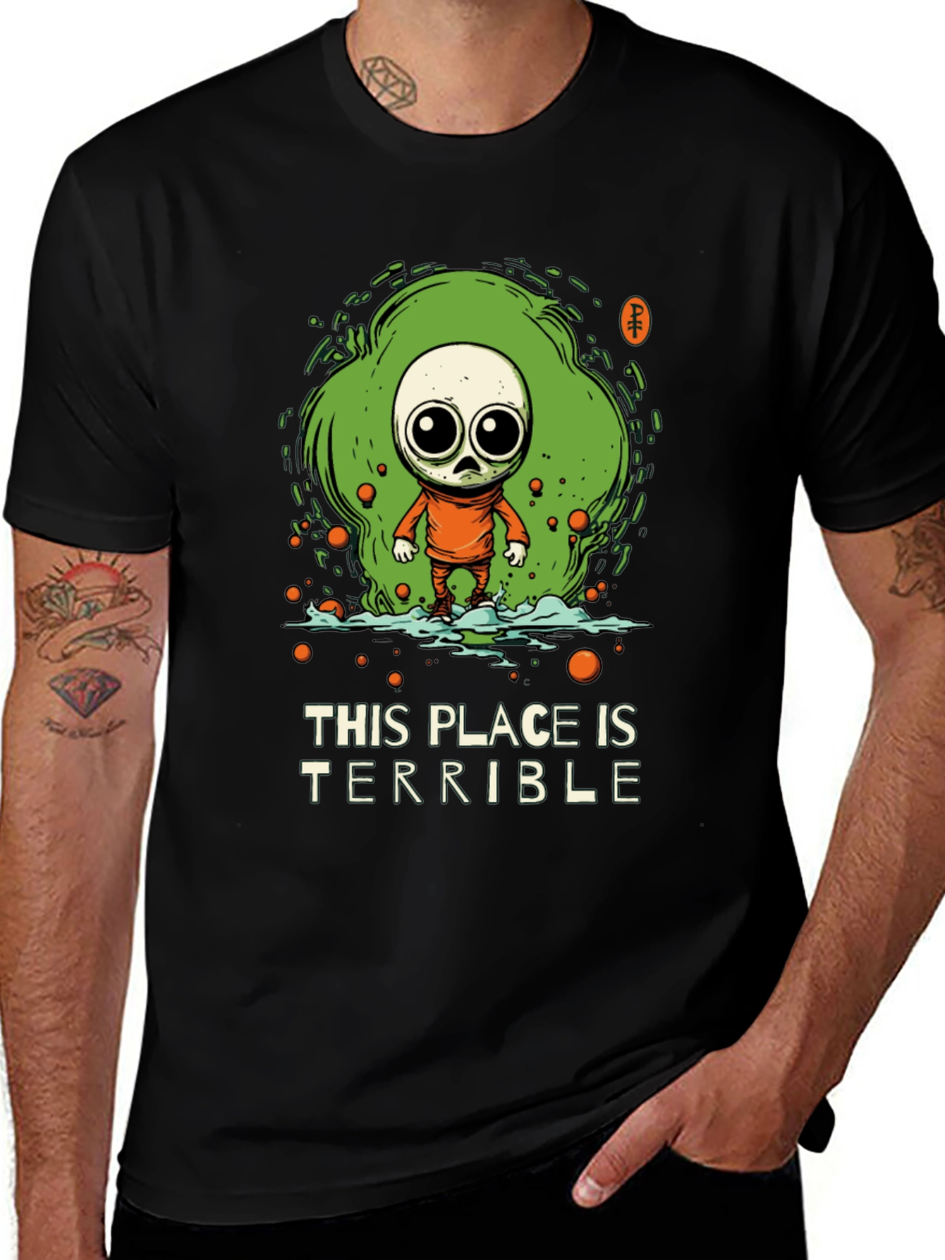Terrible Place Graphic Tee - Trendy Alien Design