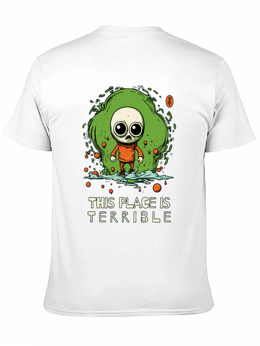 Terrible Place Graphic Tee - Trendy Alien Design