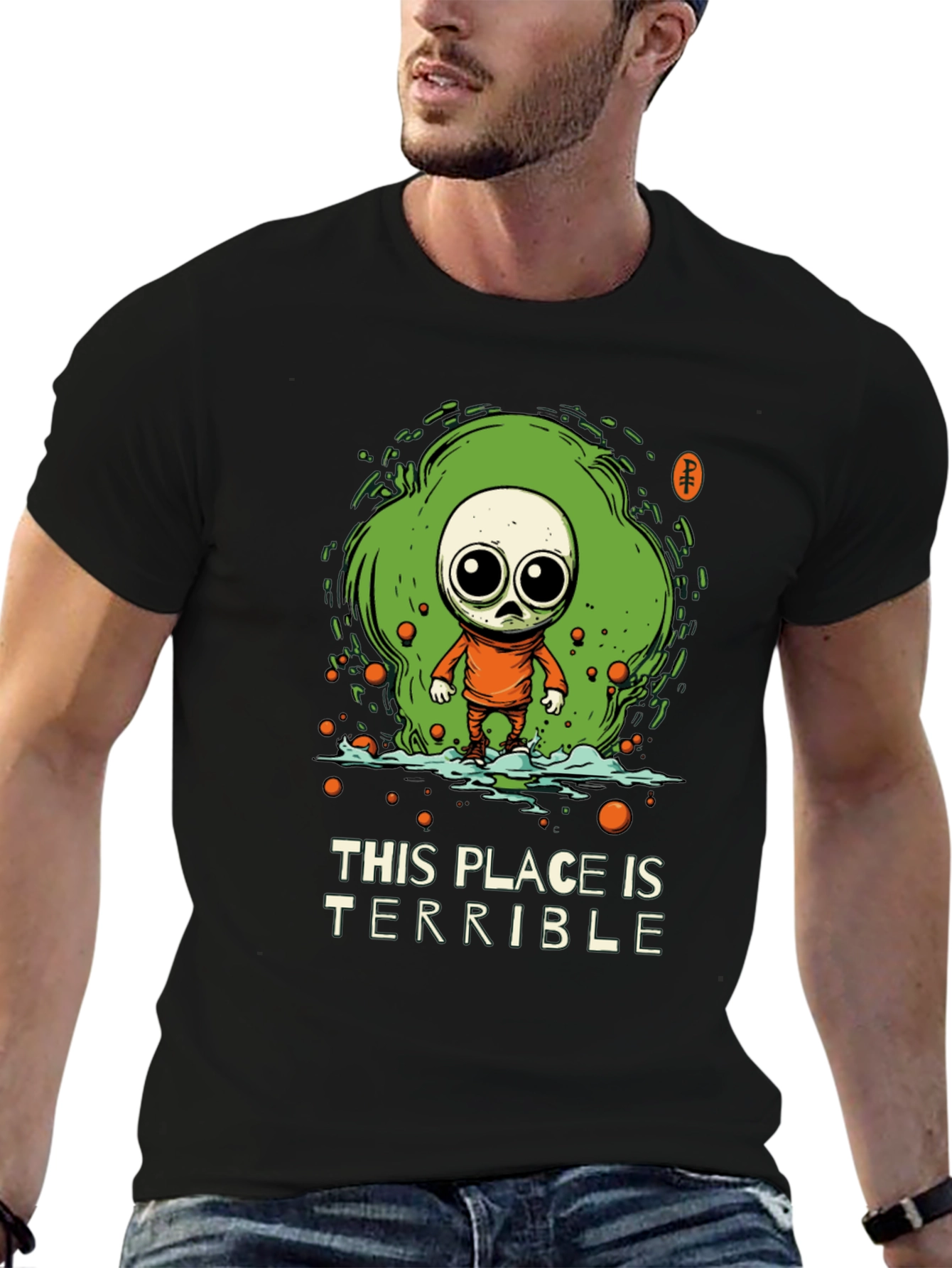Terrible Place Graphic Tee - Trendy Alien Design