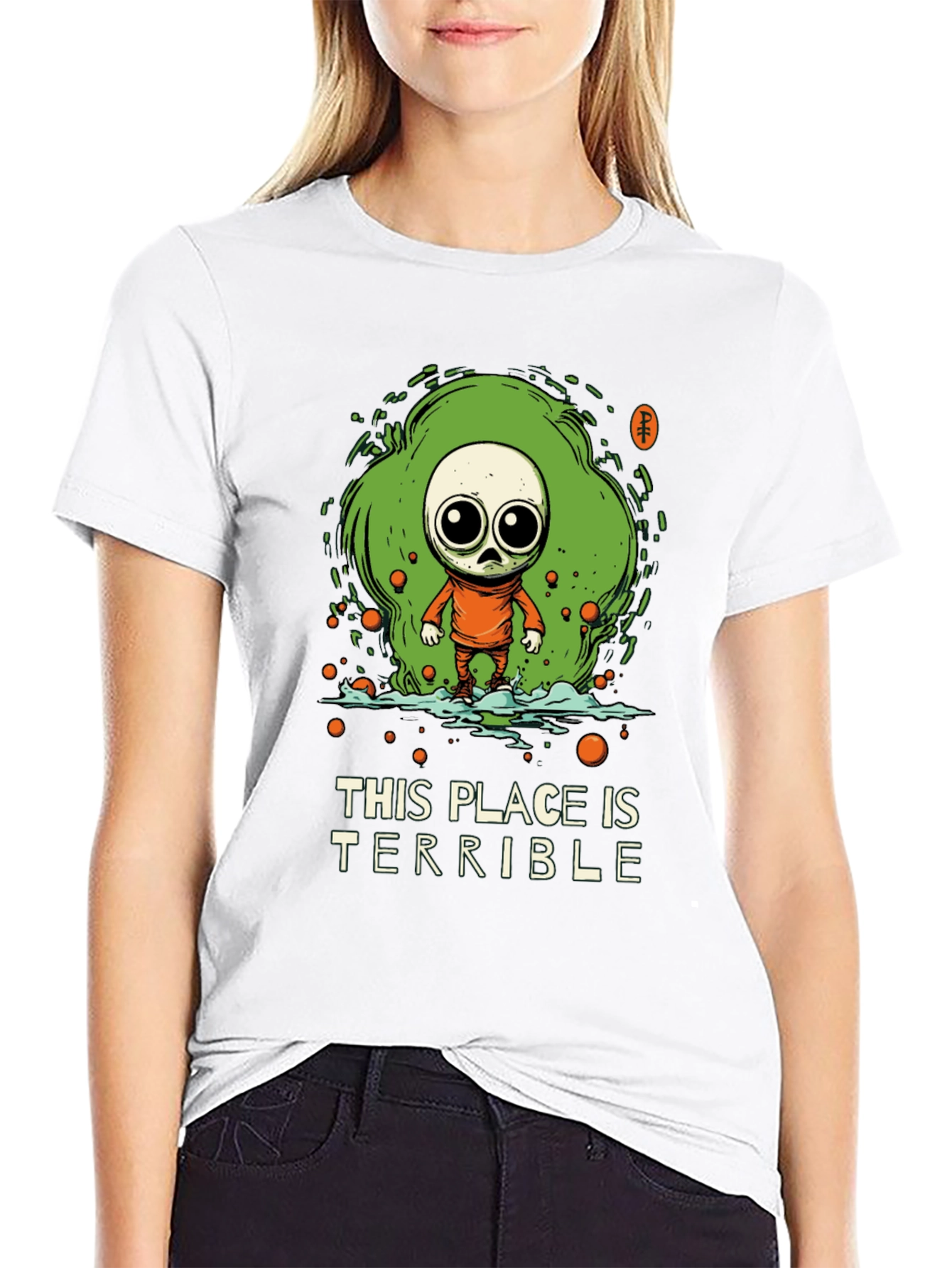 Terrible Place Graphic Tee - Trendy Alien Design