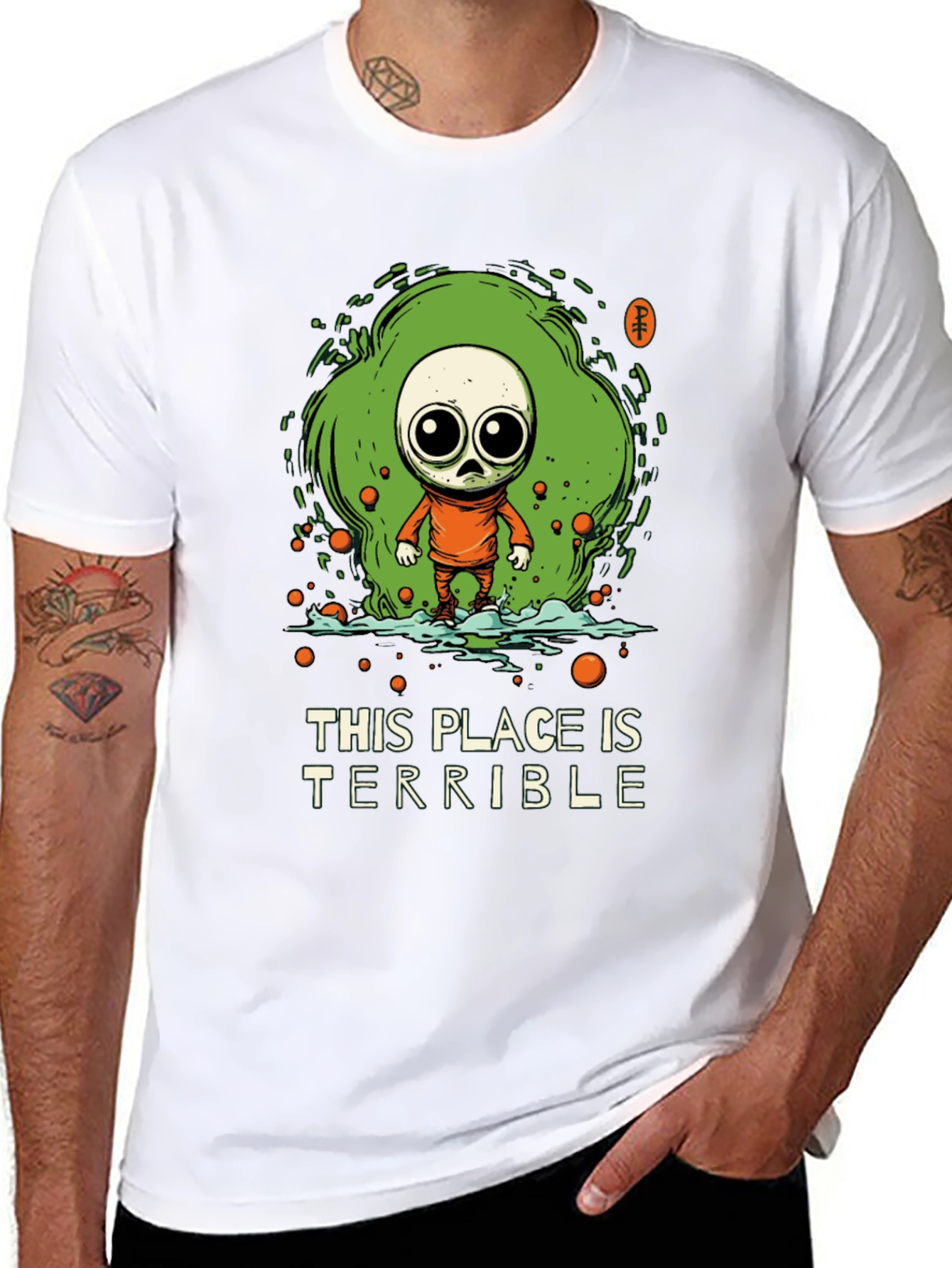 Terrible Place Graphic Tee - Trendy Alien Design