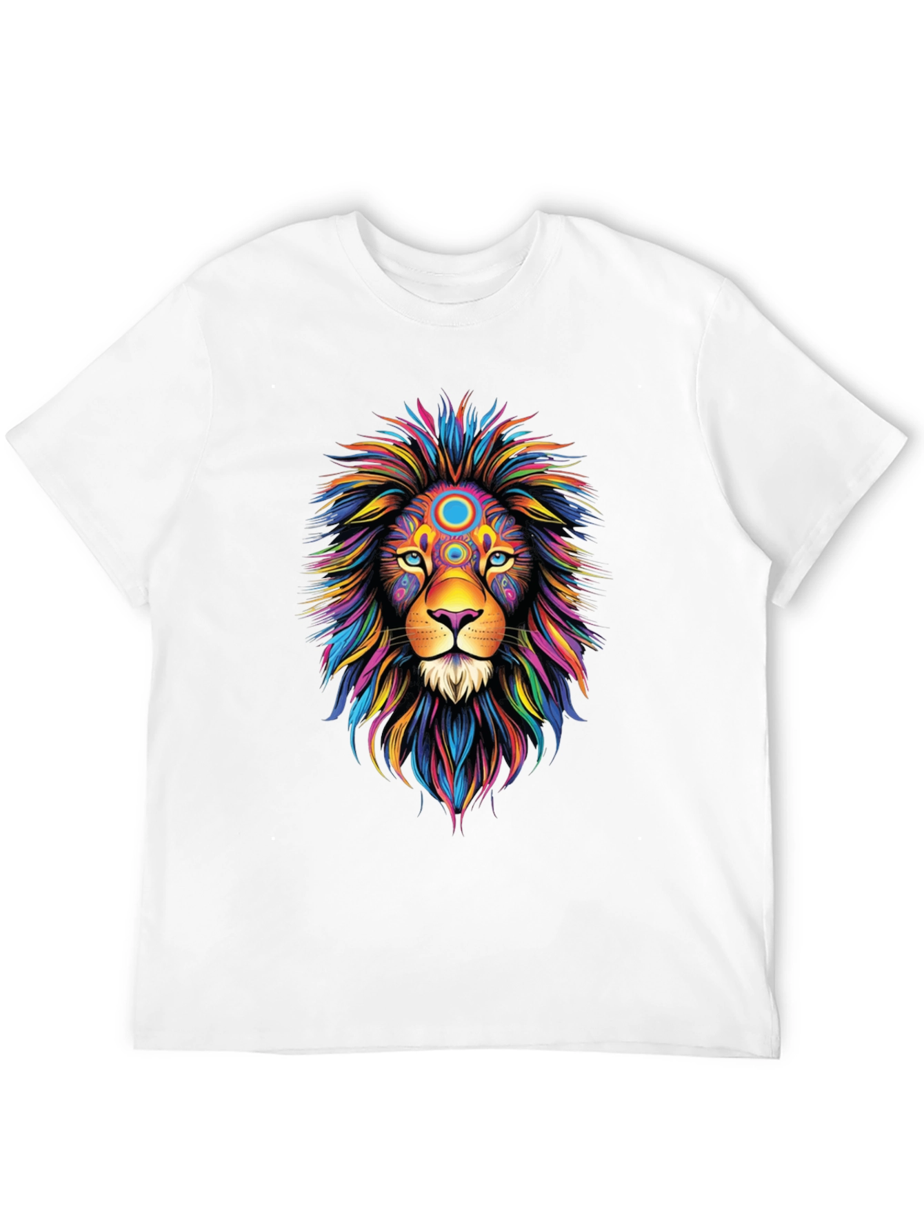 Vibrant Lion Graphic Tee - Black Cotton T-Shirt