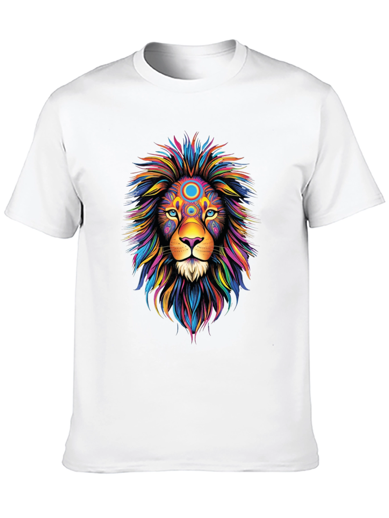 Vibrant Lion Graphic Tee - Black Cotton T-Shirt