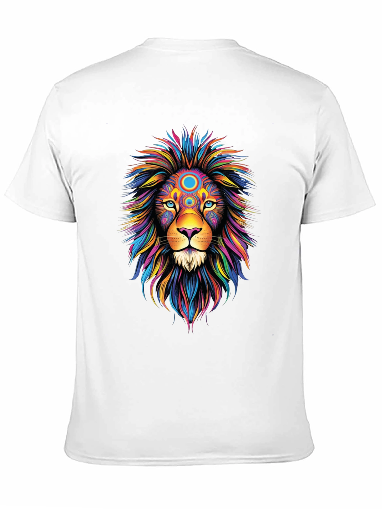 Vibrant Lion Graphic Tee - Black Cotton T-Shirt