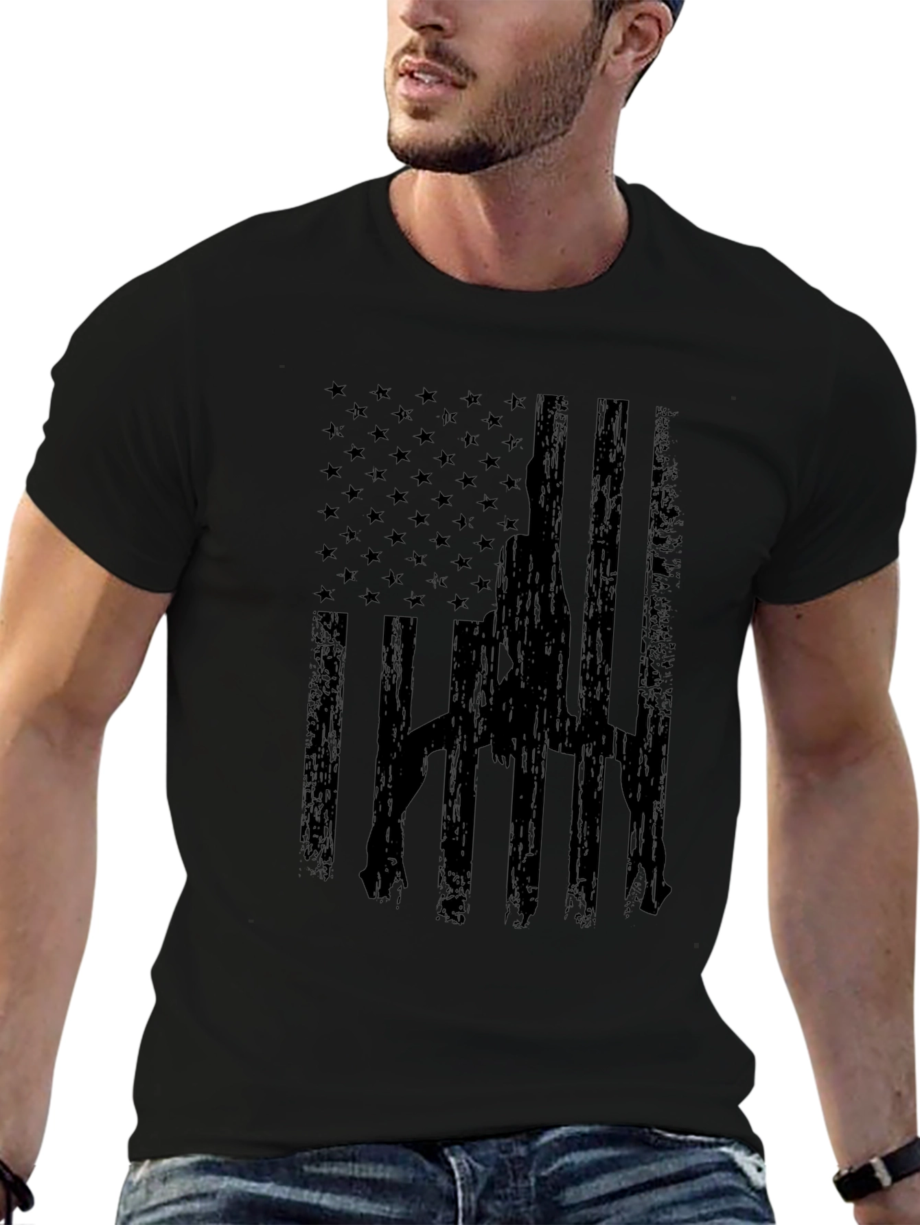 USA Flag Pole Dance T-Shirt - Black