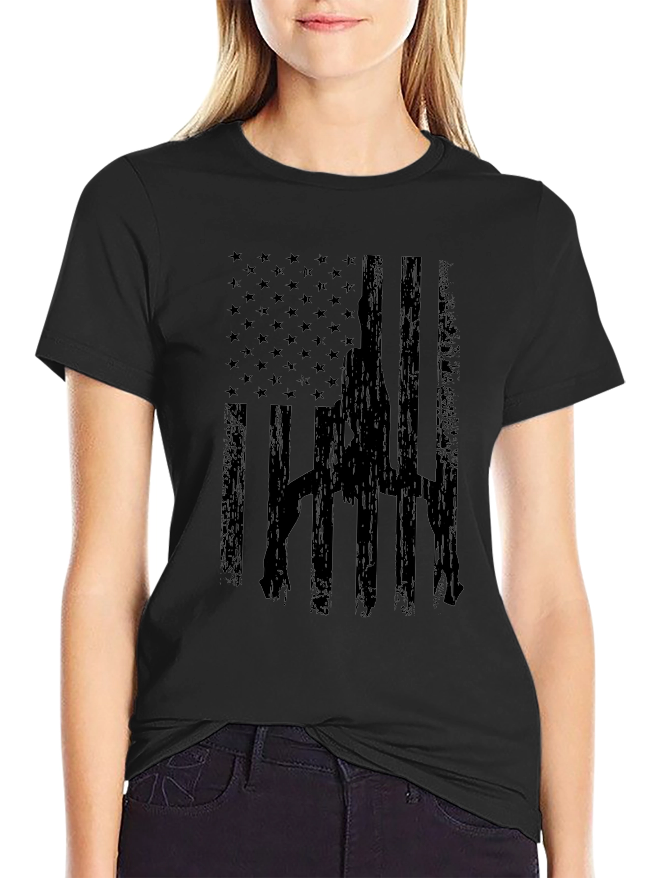 USA Flag Pole Dance T-Shirt - Black