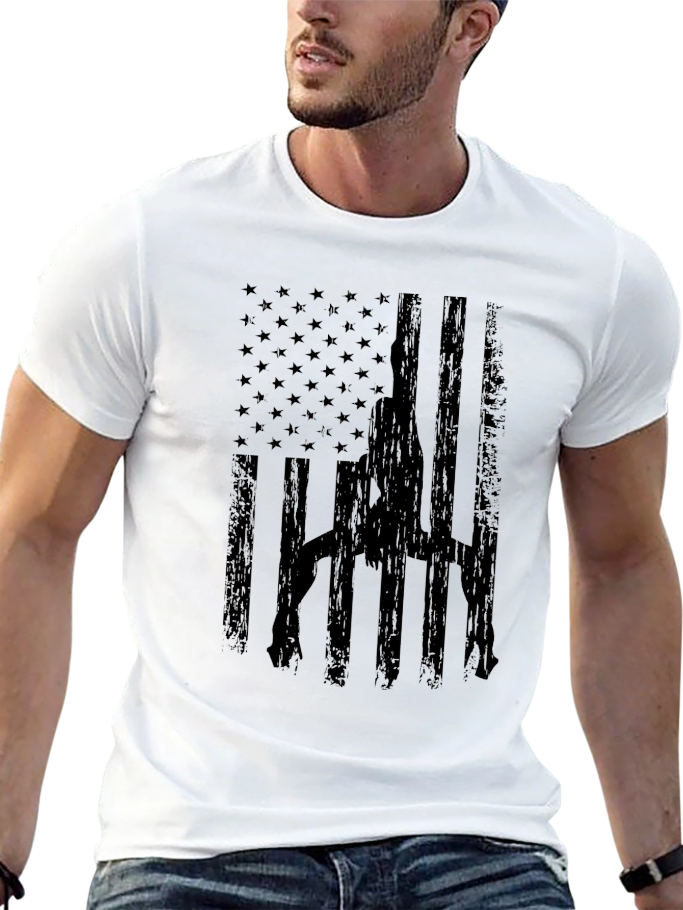 USA Flag Pole Dance T-Shirt - Black