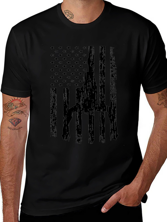 USA Flag Pole Dance T-Shirt - Black