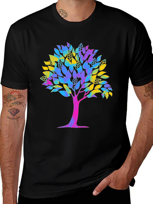 Vibrant Tree Graphic Tee - Unisex Black T-Shirt