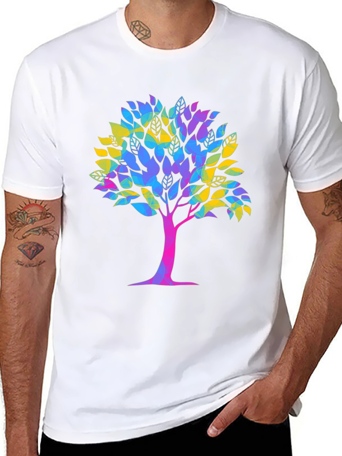 Vibrant Tree Graphic Tee - Unisex Black T-Shirt