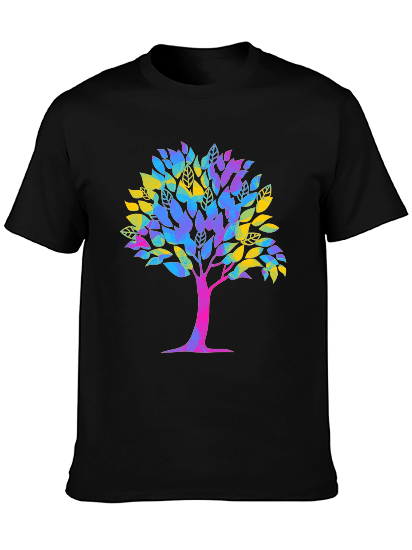 Vibrant Tree Graphic Tee - Unisex Black T-Shirt