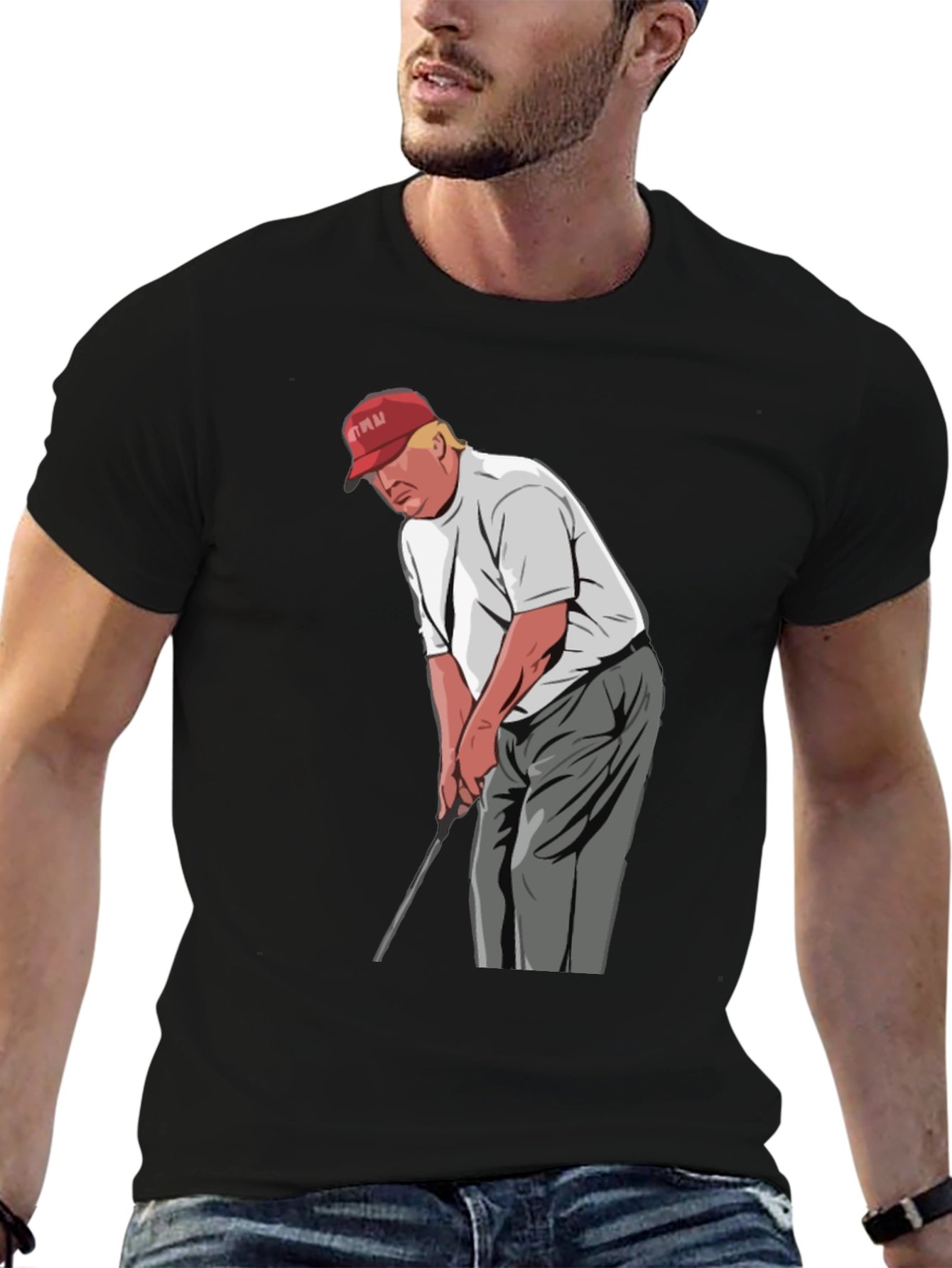 Trump Golfing Graphic T-Shirt - Novelty Tee