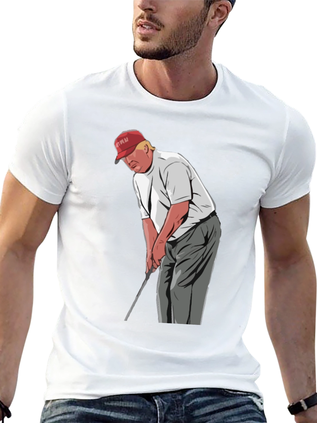 Trump Golfing Graphic T-Shirt - Novelty Tee