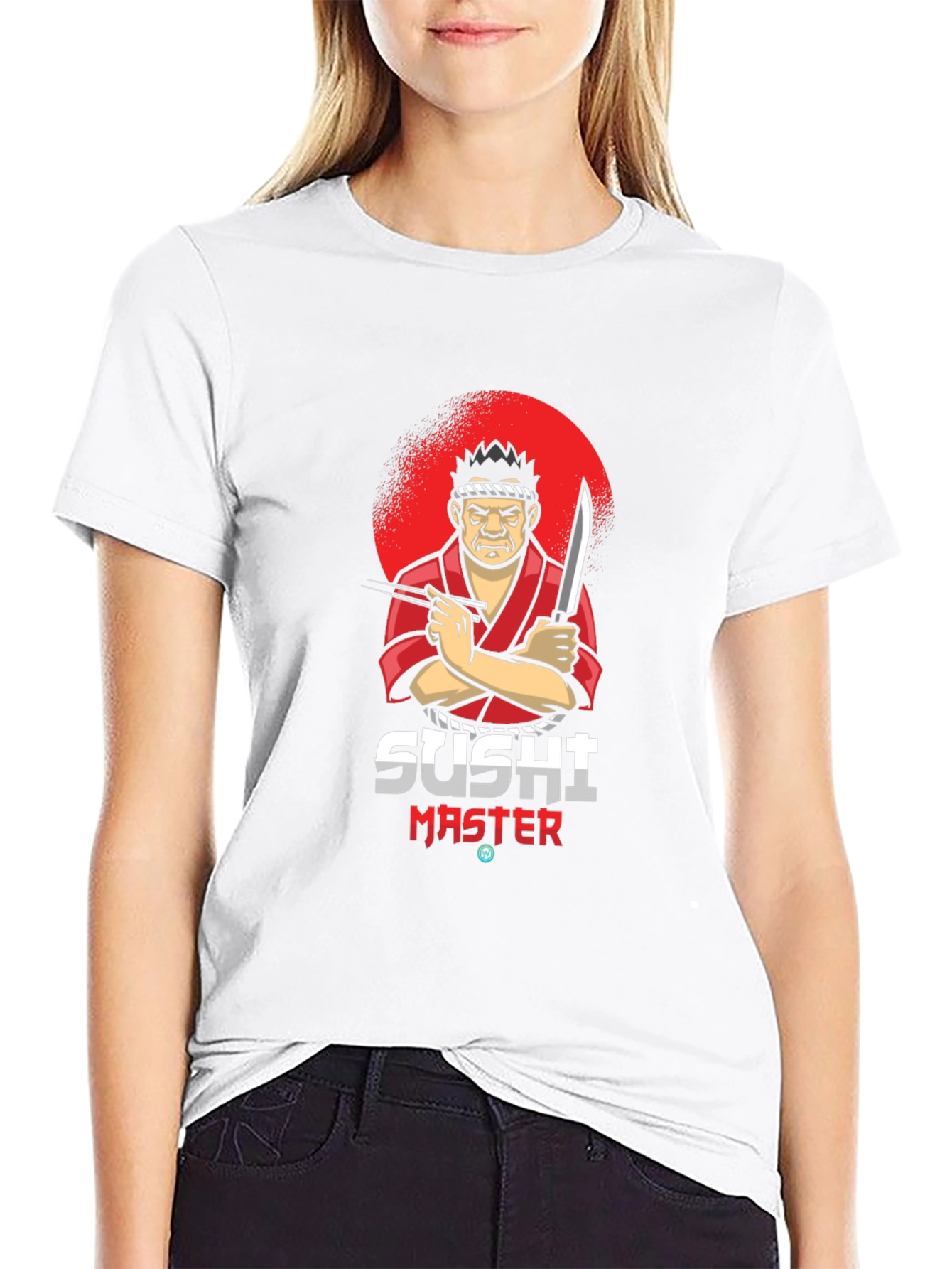 Sushi Master Graphic T-Shirt - Black Crew Neck Tee