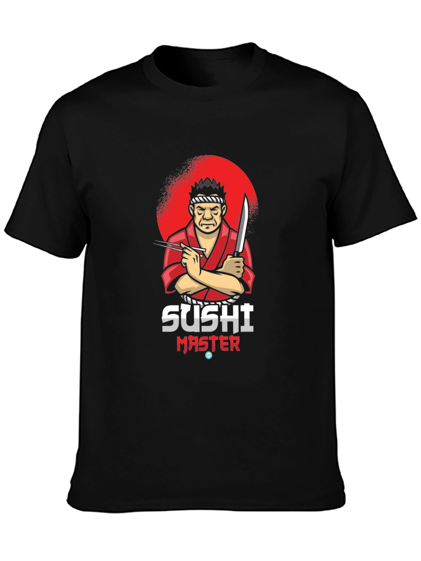 Sushi Master Graphic T-Shirt - Black Crew Neck Tee