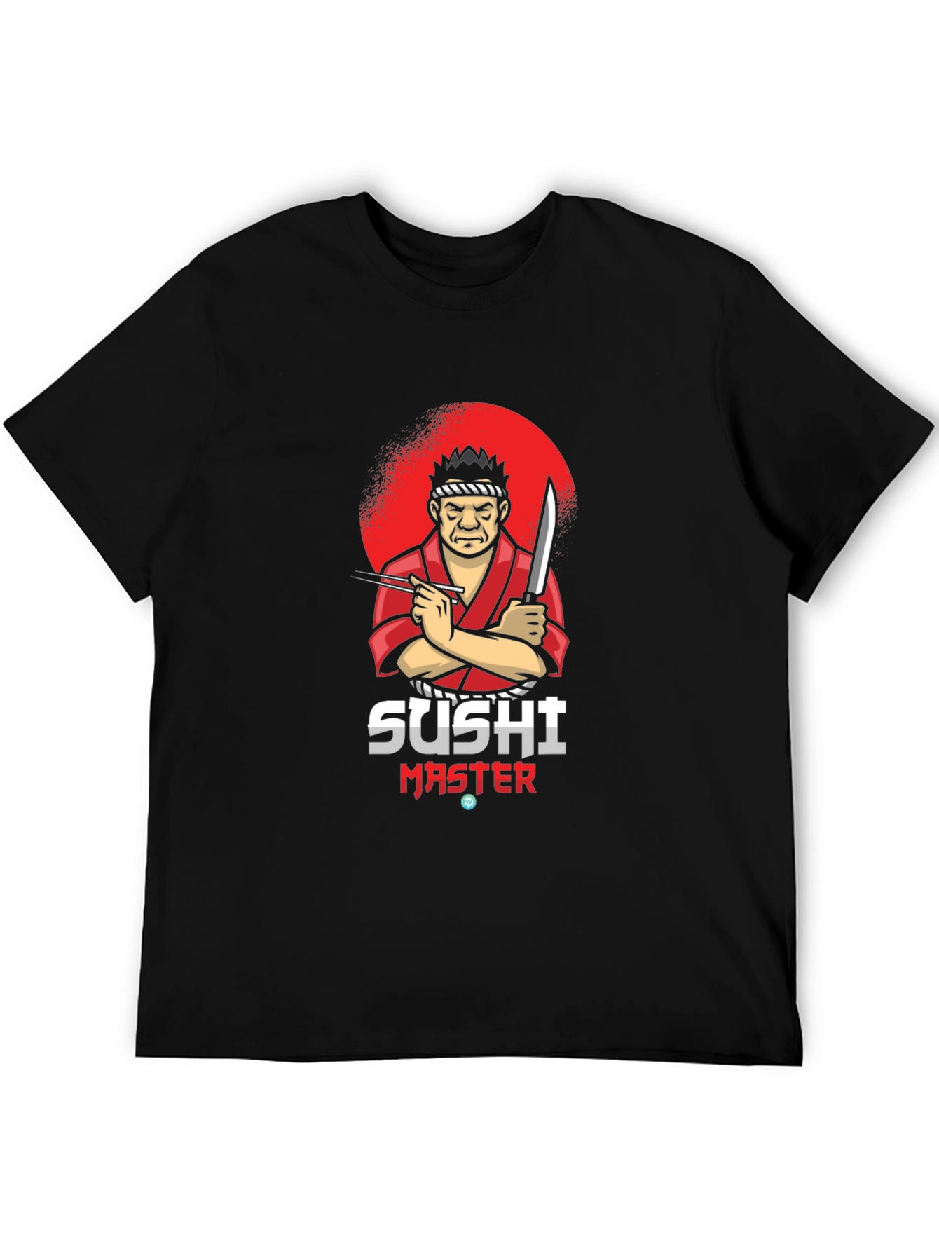 Sushi Master Graphic T-Shirt - Black Crew Neck Tee