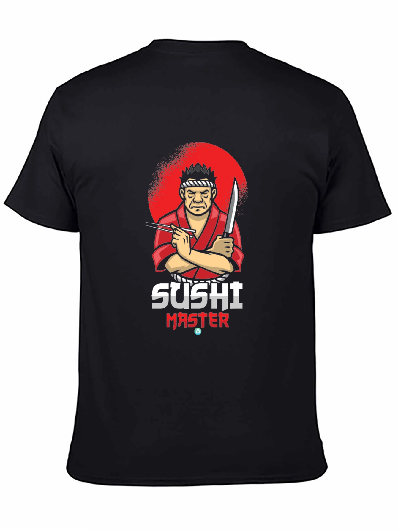 Sushi Master Graphic T-Shirt - Black Crew Neck Tee