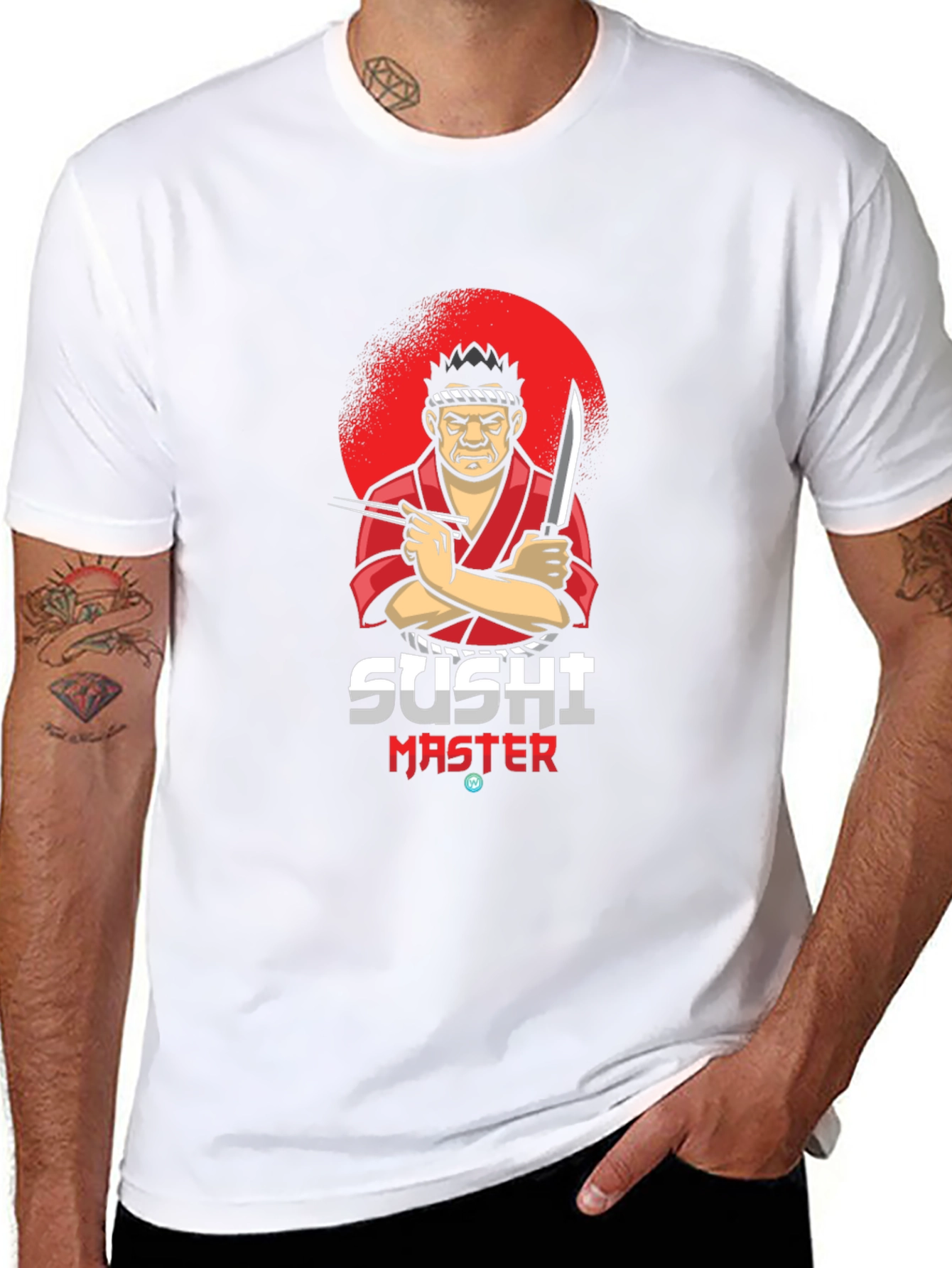 Sushi Master Graphic T-Shirt - Black Crew Neck Tee