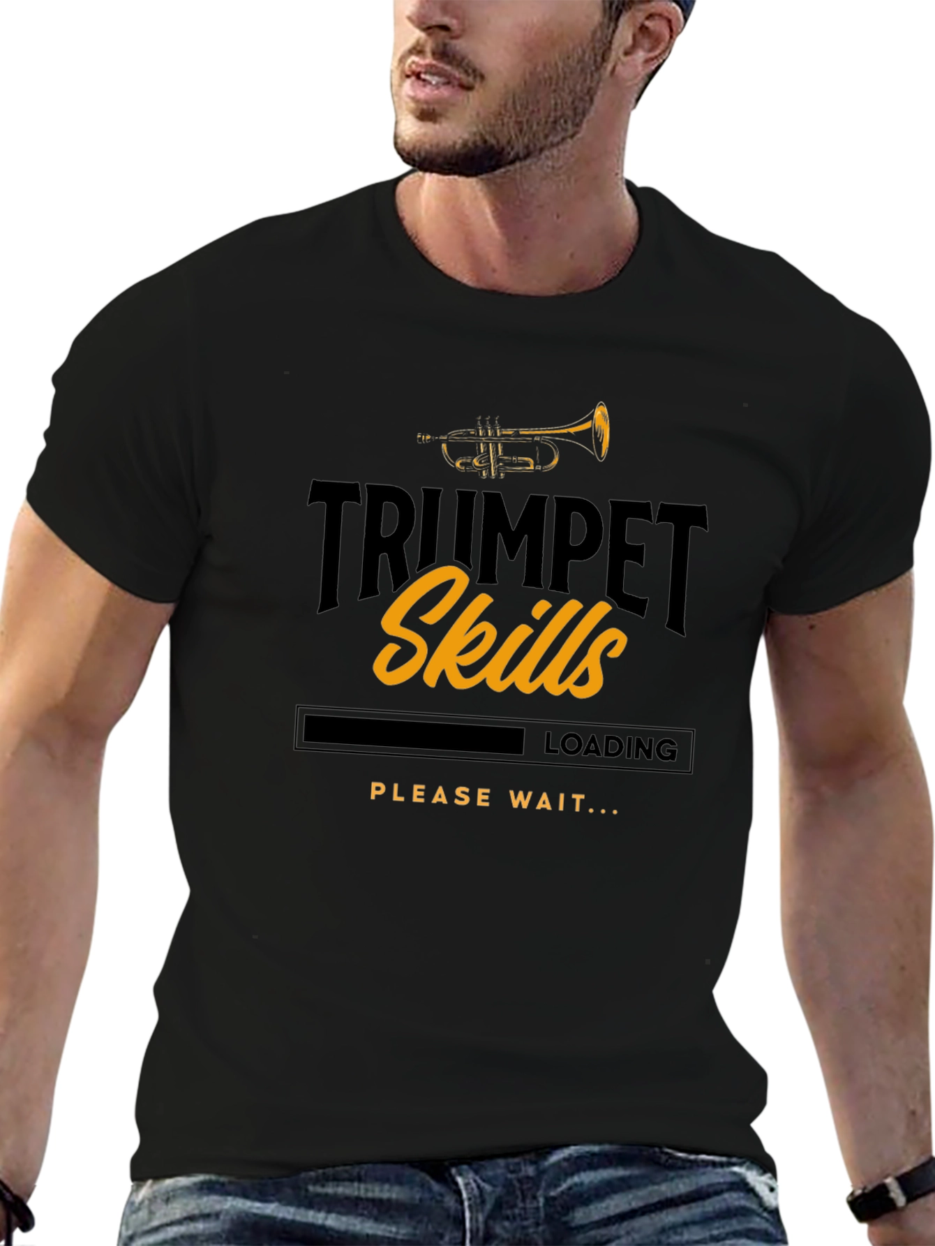 Trumpet Skills Loading Black Graphic Tee