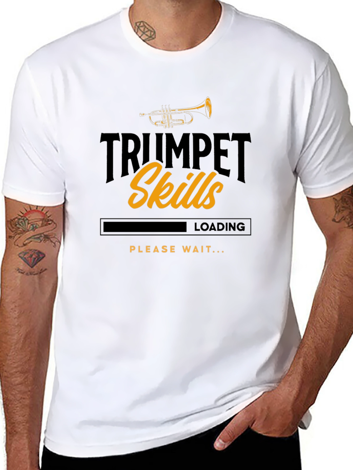 Trumpet Skills Loading Black Graphic Tee