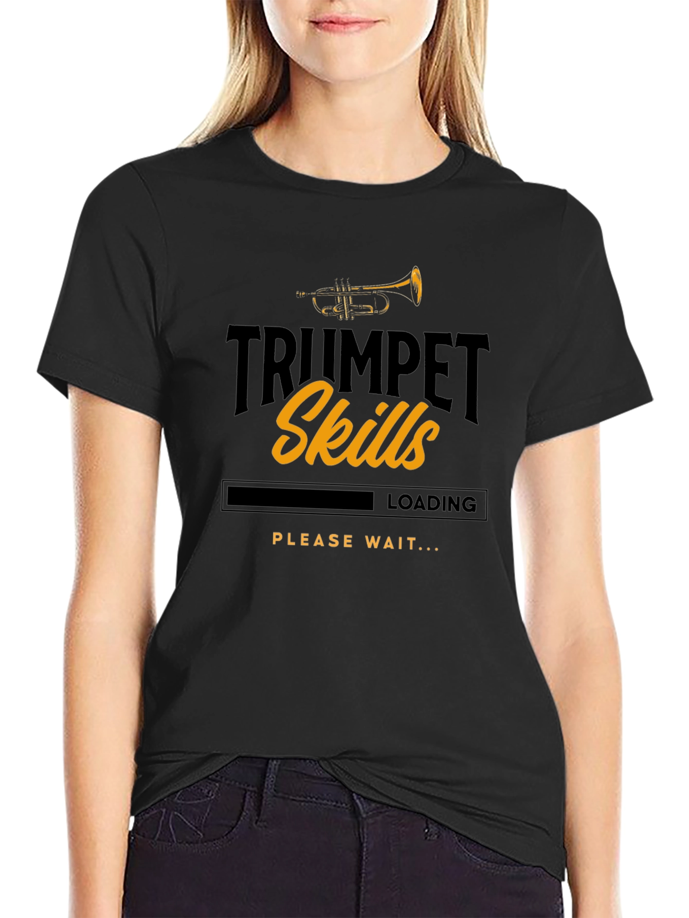 Trumpet Skills Loading Black Graphic Tee