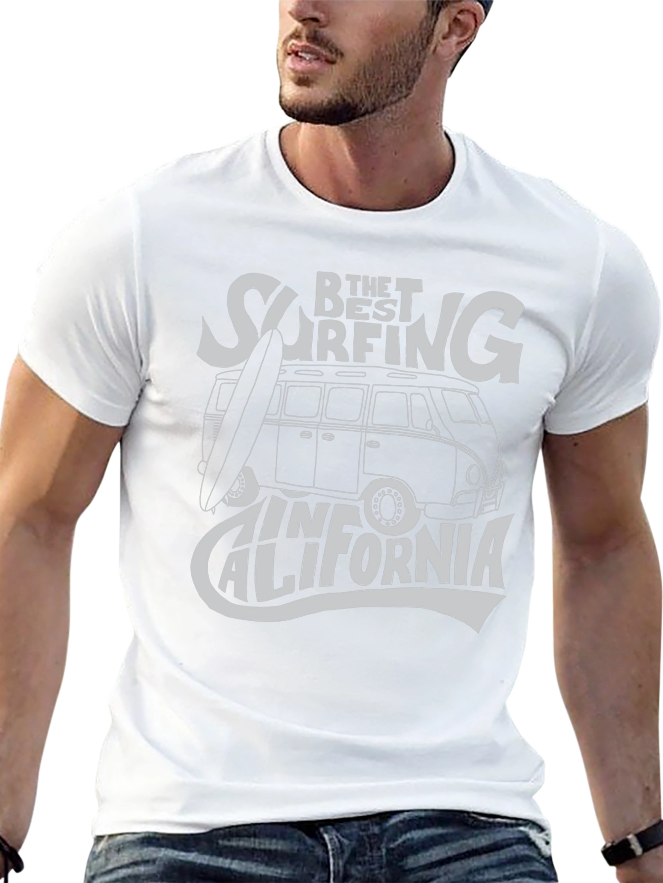 Surfing California Graphic Tee - Black Cotton T-Shirt