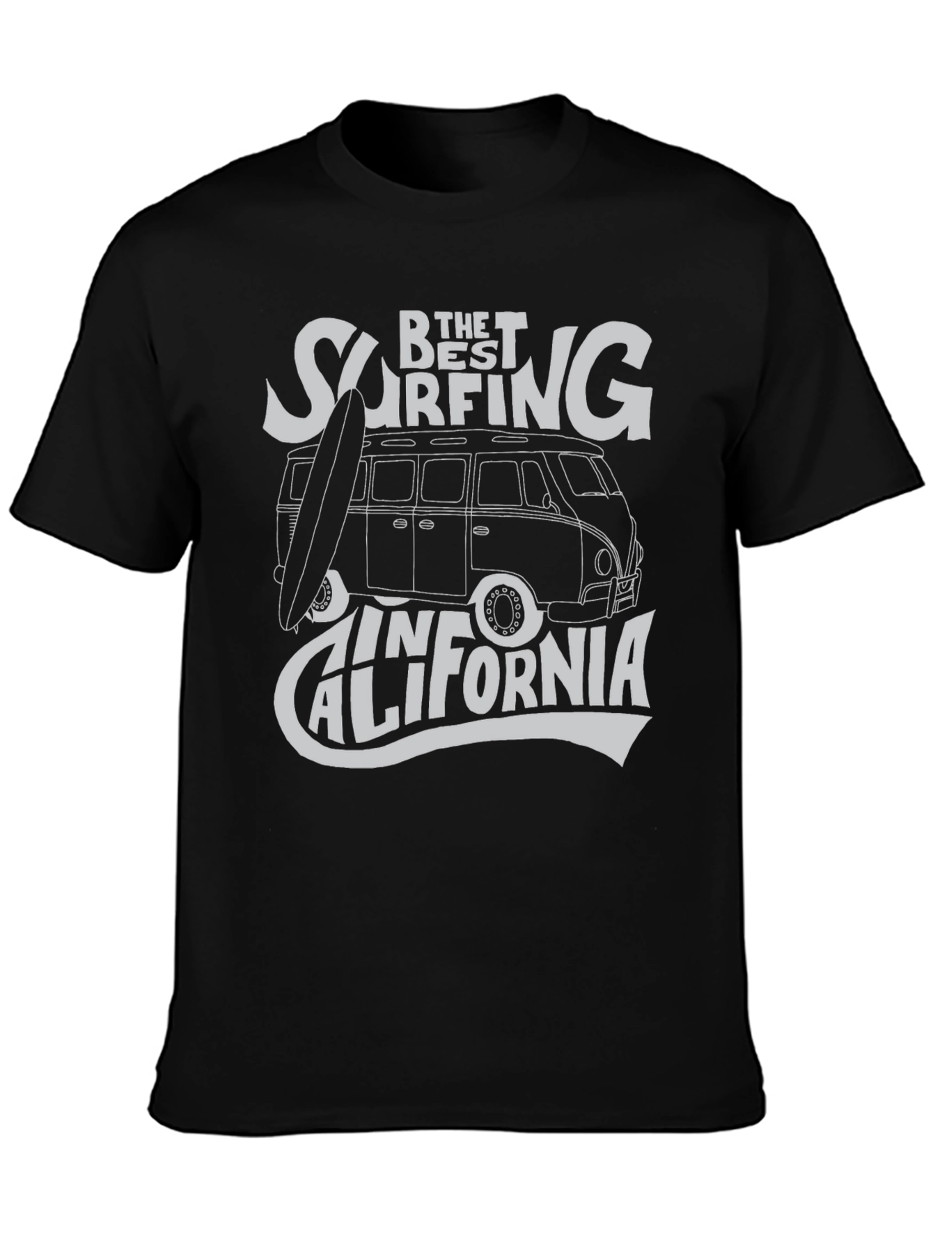 Surfing California Graphic Tee - Black Cotton T-Shirt