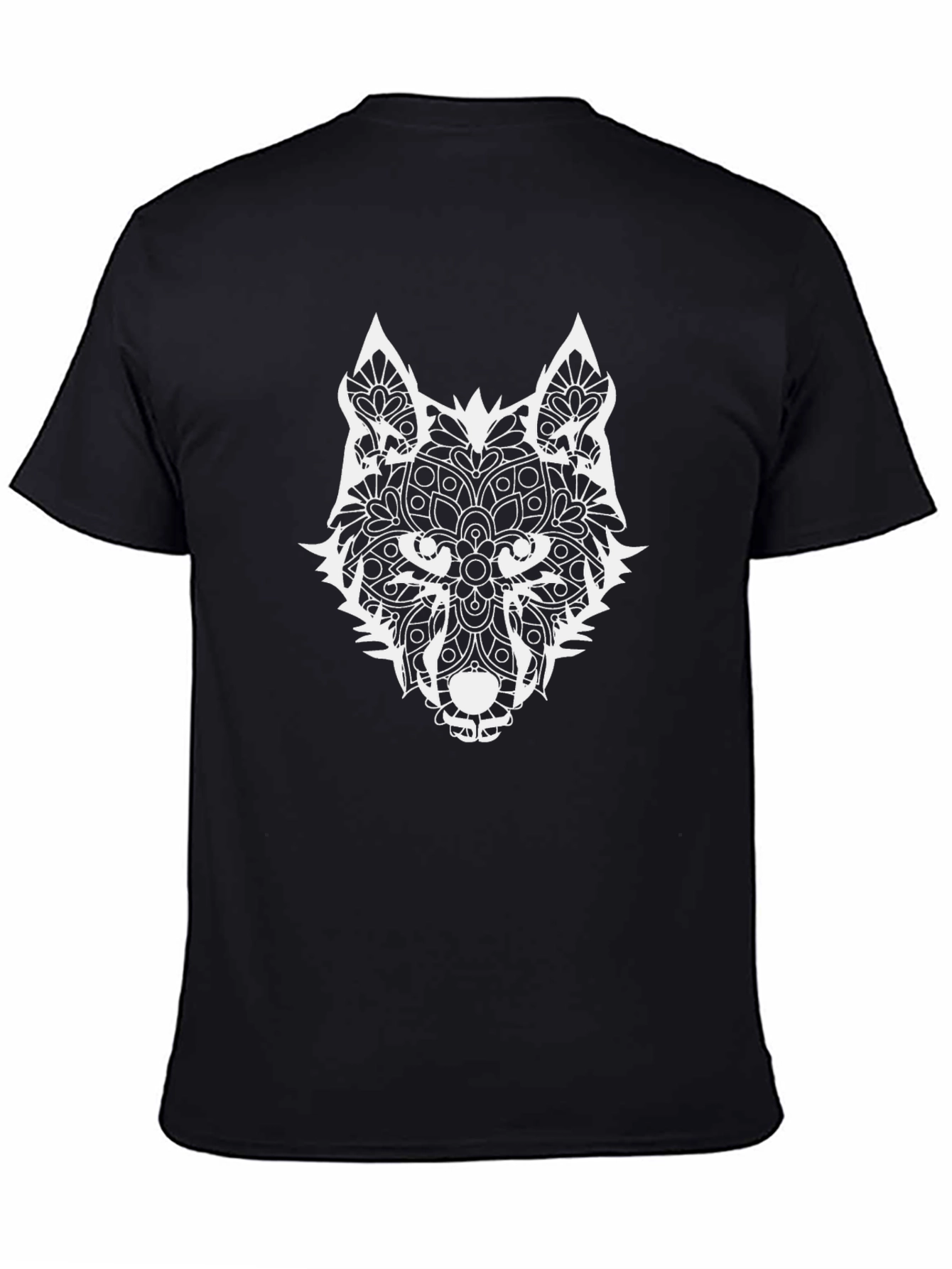 Wolf Mandala Graphic Tee - Black