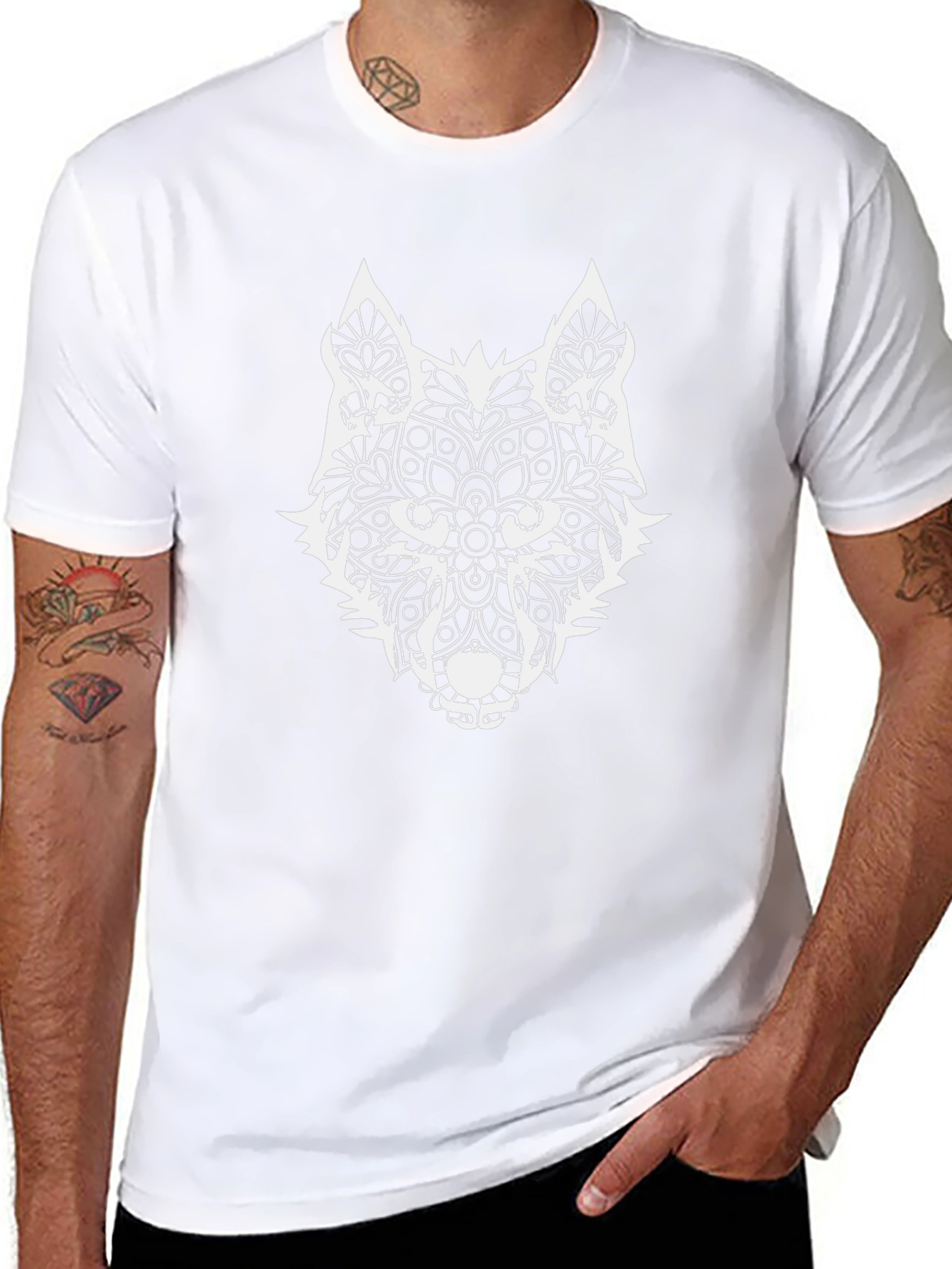 Wolf Mandala Graphic Tee - Black