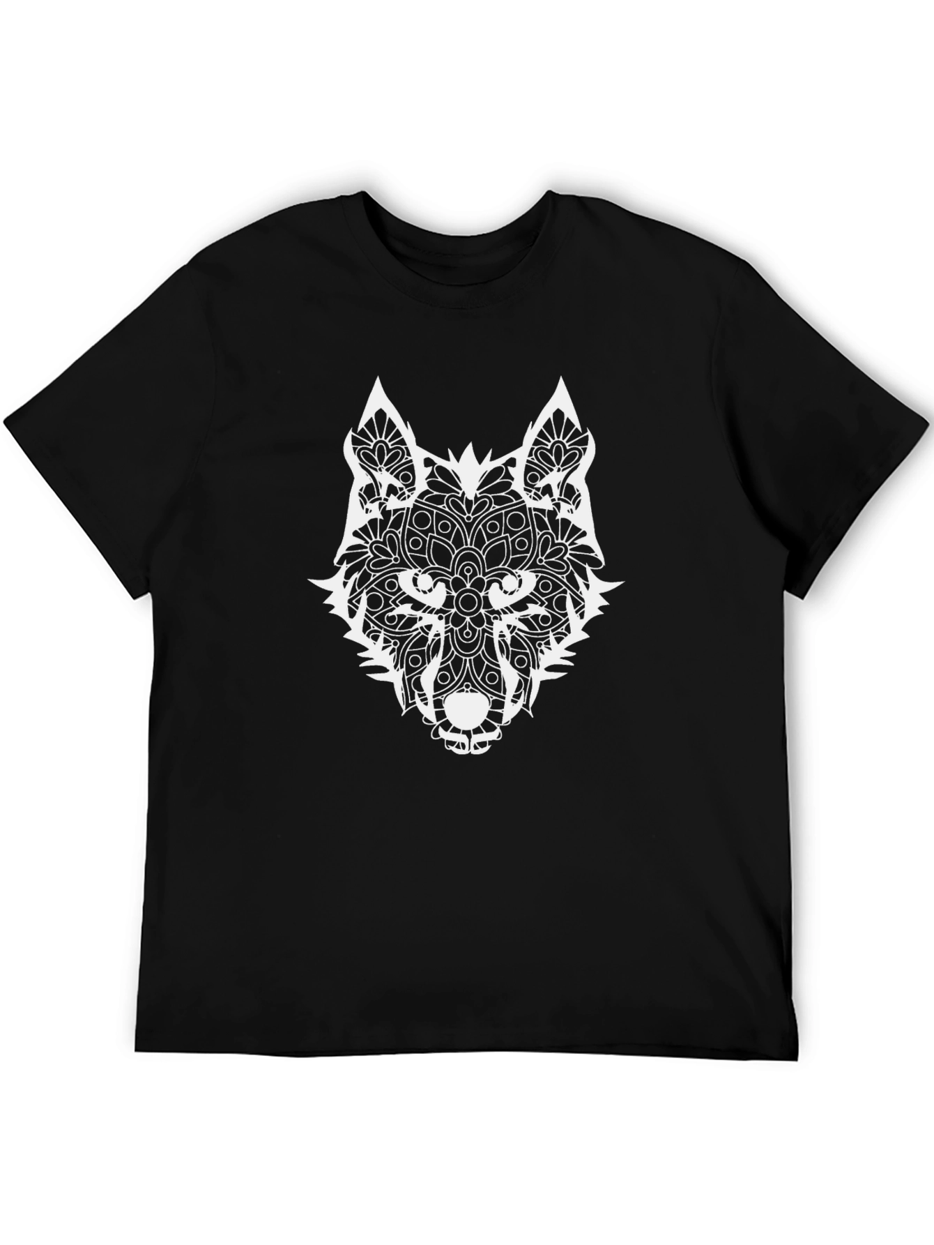 Wolf Mandala Graphic Tee - Black