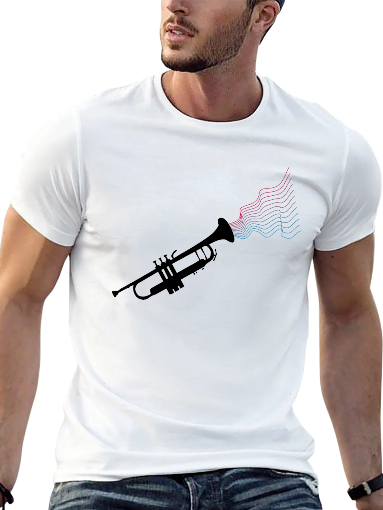 Trumpet Sound Wave Tee - Music Lovers Shirt