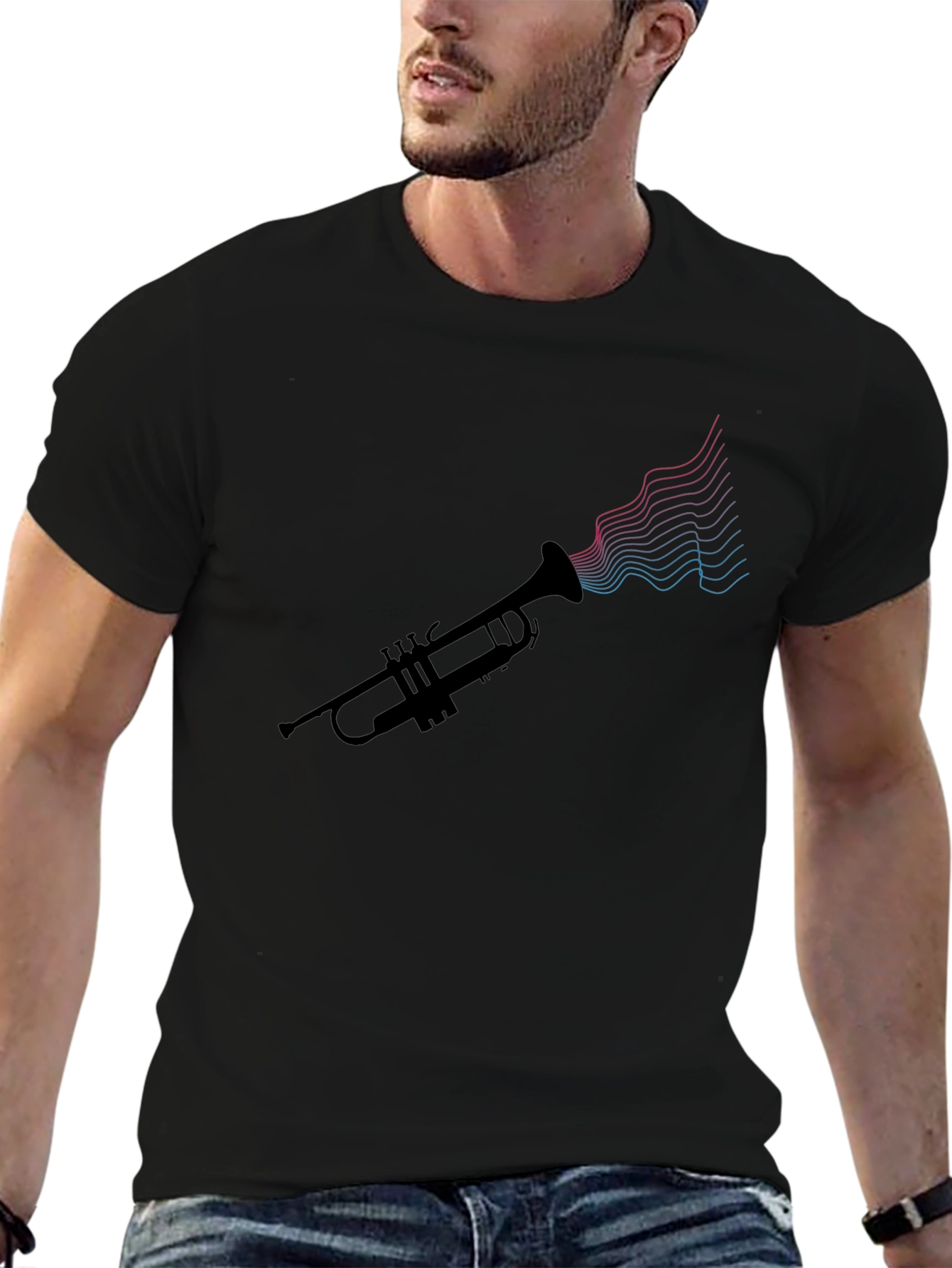 Trumpet Sound Wave Tee - Music Lovers Shirt