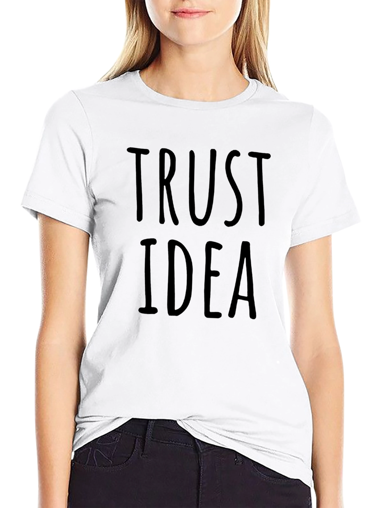 Trust Idea Black Crew Neck T-Shirt