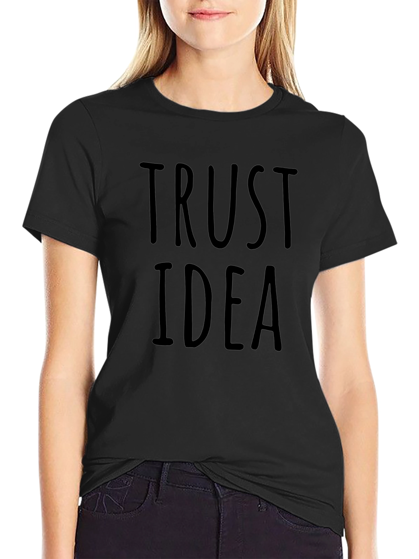 Trust Idea Black Crew Neck T-Shirt