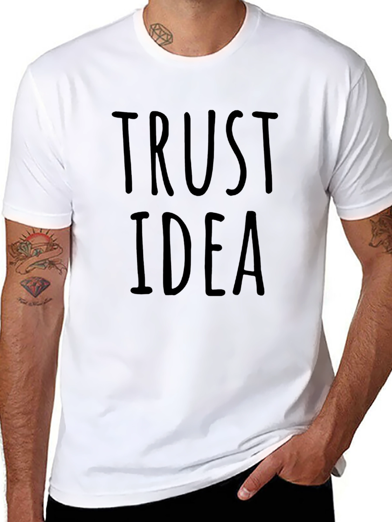Trust Idea Black Crew Neck T-Shirt