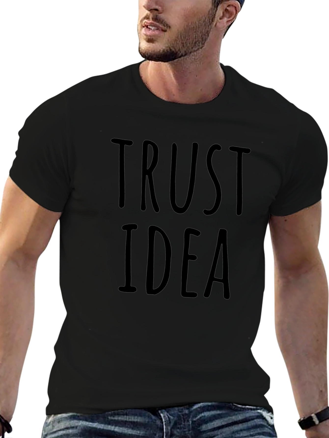 Trust Idea Black Crew Neck T-Shirt