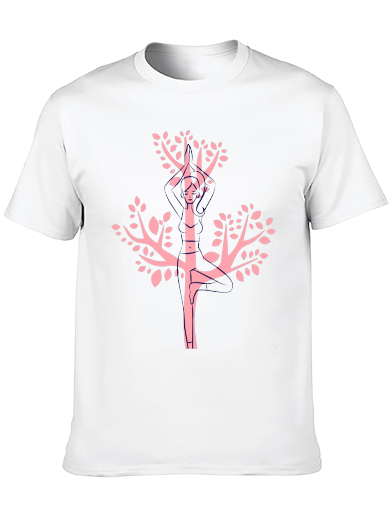 Unique Pink Tree Graphic Black Tee