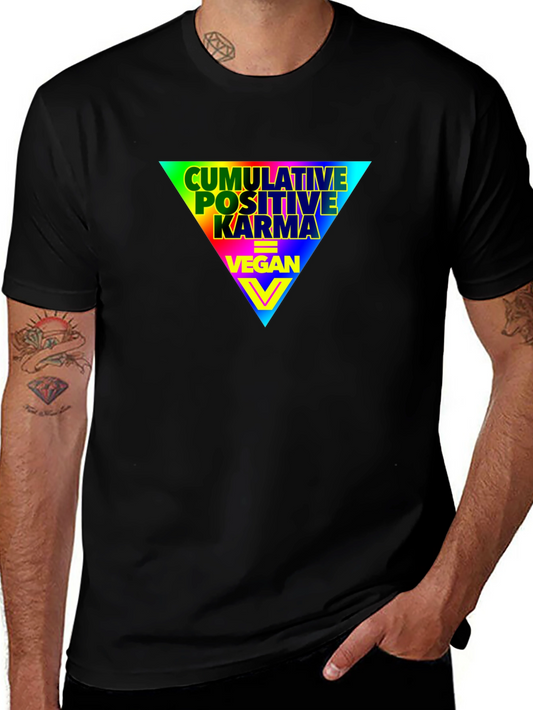 Vegan Positive Karma Rainbow Triangle Graphic T-Shirt