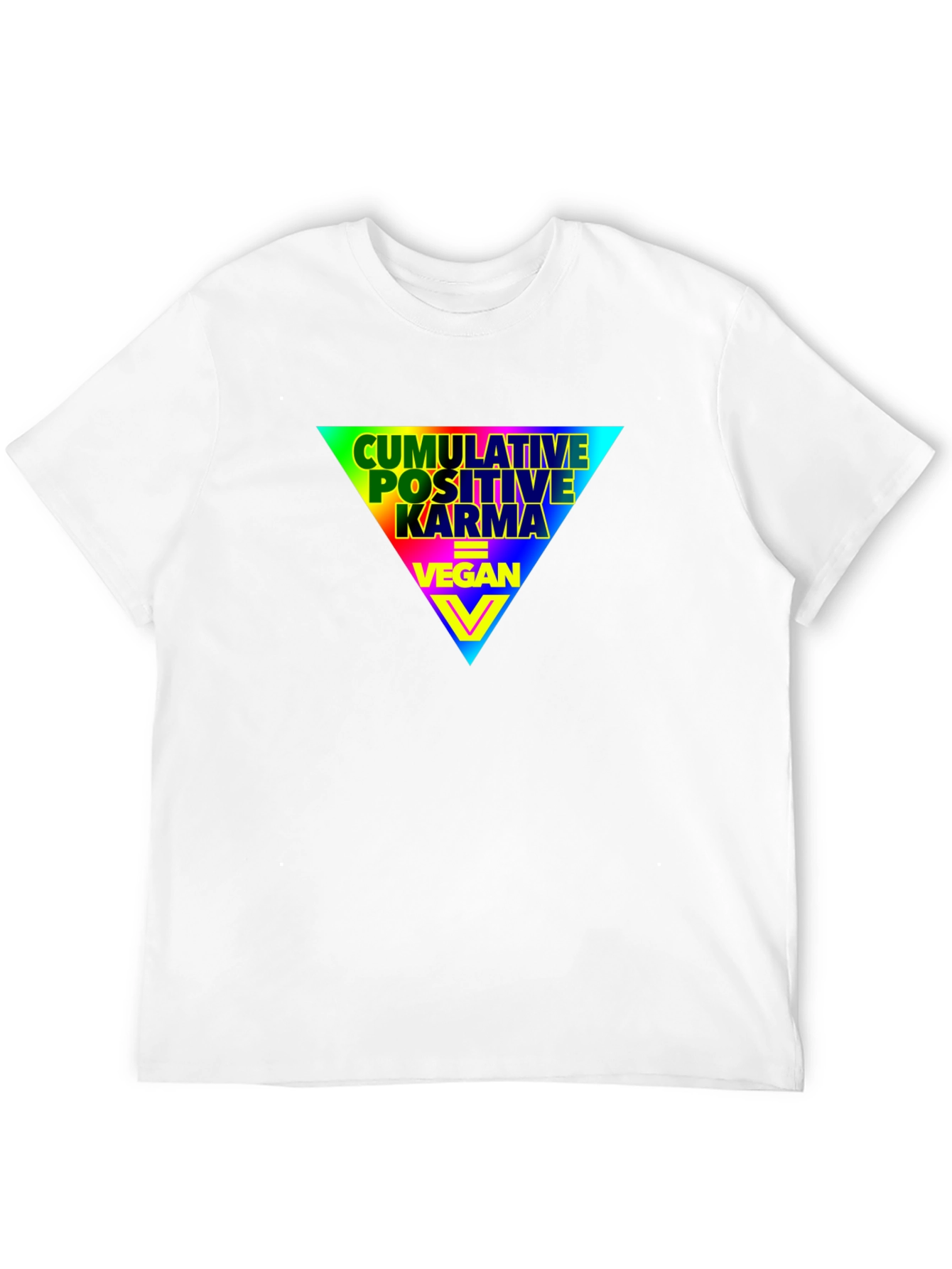 Vegan Positive Karma Rainbow Triangle Graphic T-Shirt