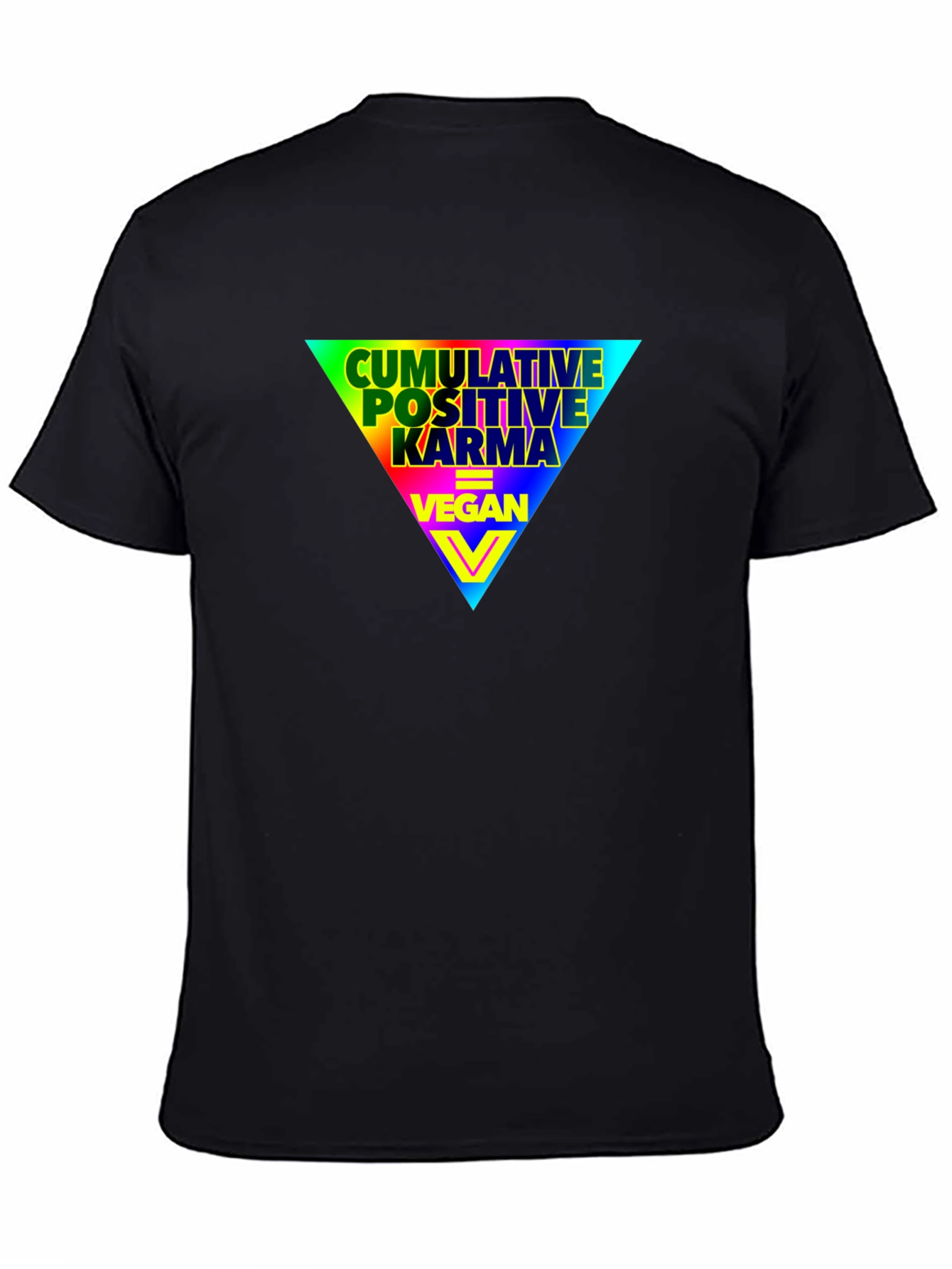 Vegan Positive Karma Rainbow Triangle Graphic T-Shirt